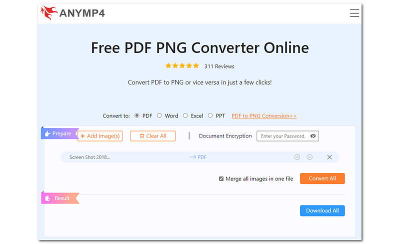 Meilleurs convertisseurs PNG en PDF AnyMP4 Convertisseur PDF PNG gratuit en ligne