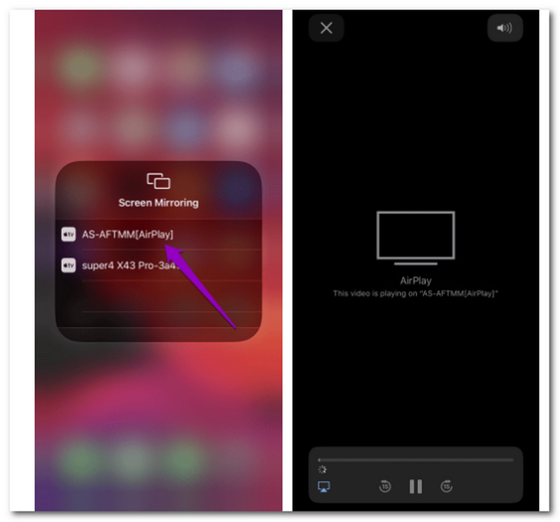 Meniul de control FireStick IOS