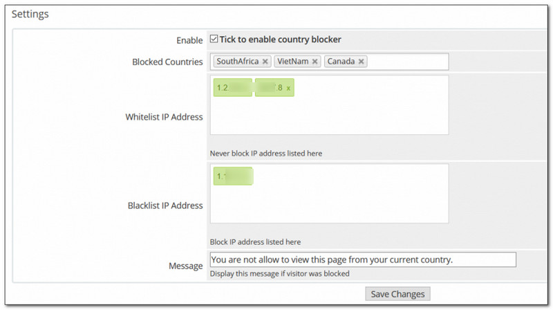 IP2Location مراجعة البلد حظر