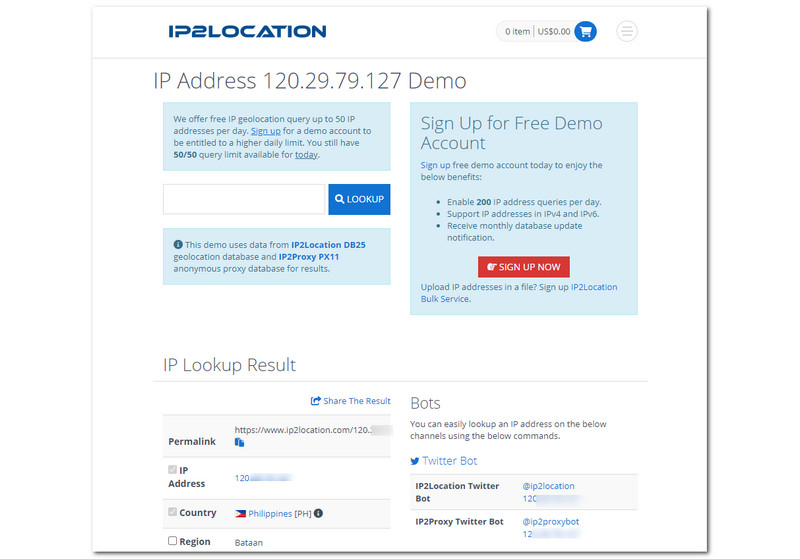 IP2Location Review Interface