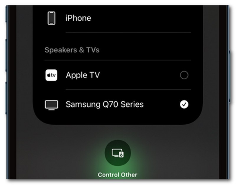 iPhone to Samsung TV Tap Name of the TV