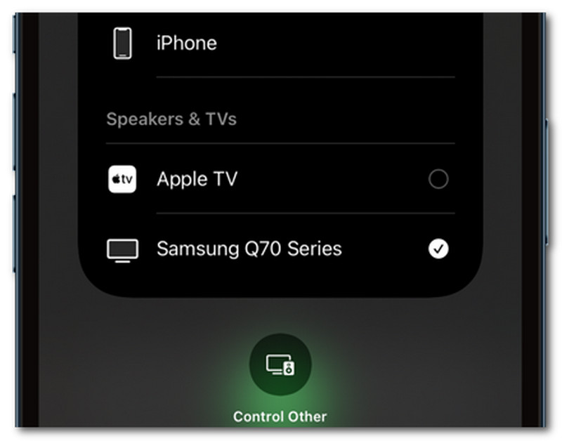 iPhone naar Samsung TV Tik op Naam van de TV