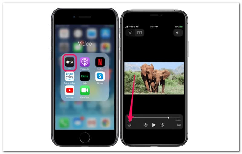 Cerminkan iPhone ke Ikon Apl Apple TV