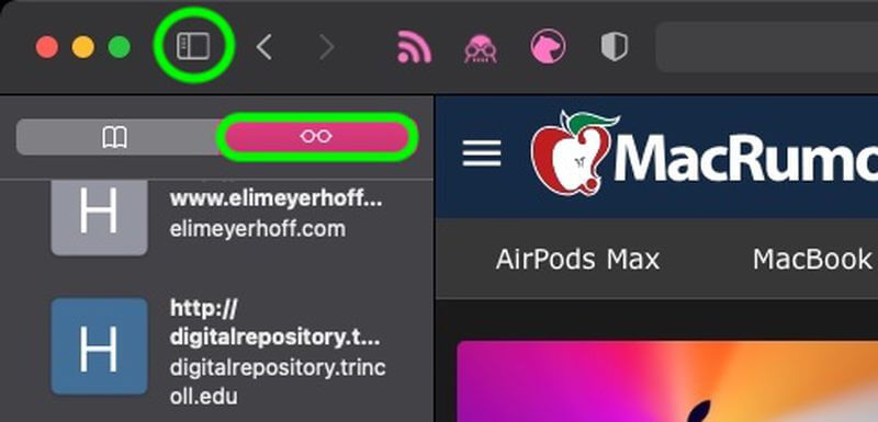 Safari Mac Kenar Çubuğu Simgesi