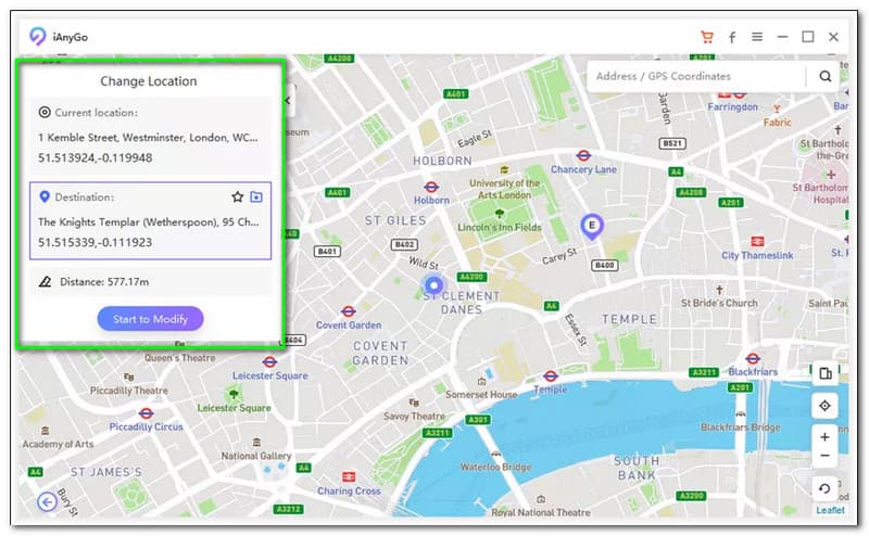 Tenorshare iAnyGo Review Selecting Location Using the Map