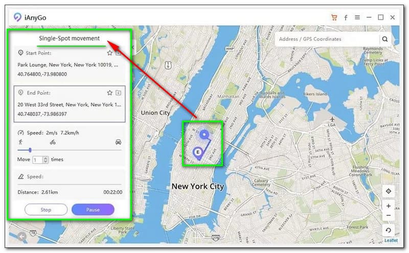 Ulasan Tenorshare iAnyGo Mensimulasikan Gerakan GPS Single Spot Movement