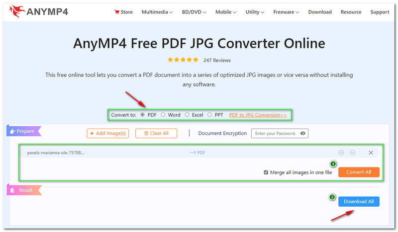 Best Image to PDF AnyMP4 Free PDF JPG Converter Online