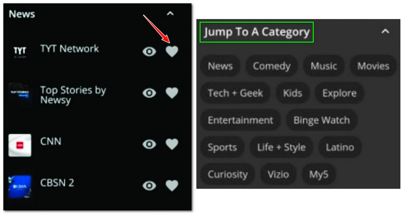 Pluto TV Guide How to Add Channels on Pluto TV Favorite Folder Jump to A Category