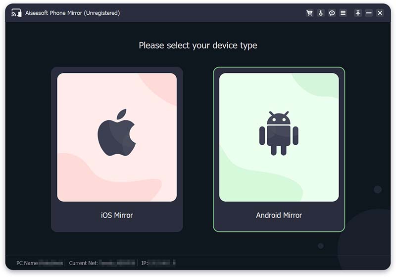 Aiseesoft Android Mirror เลือก Android Mirror