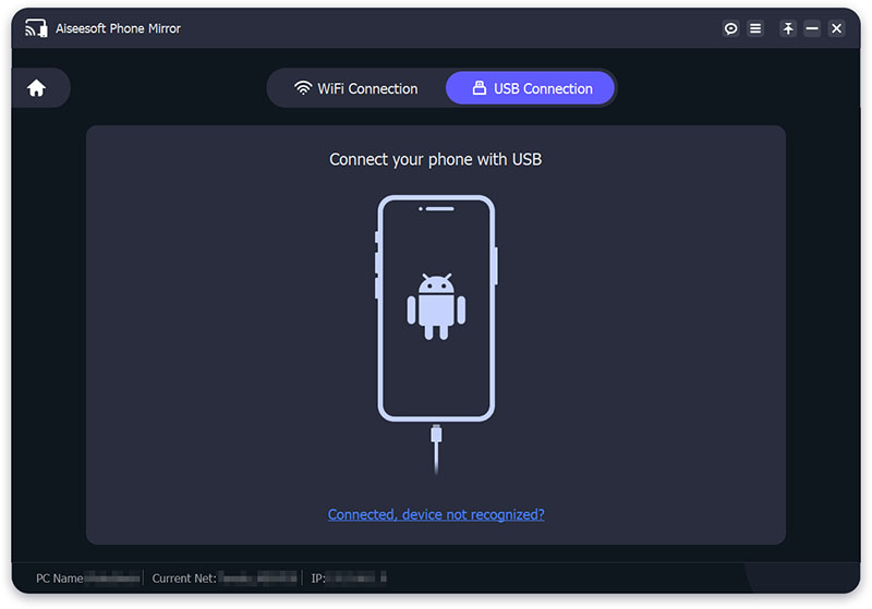 Aiseesoft Android Mirror Collega il telefono USB