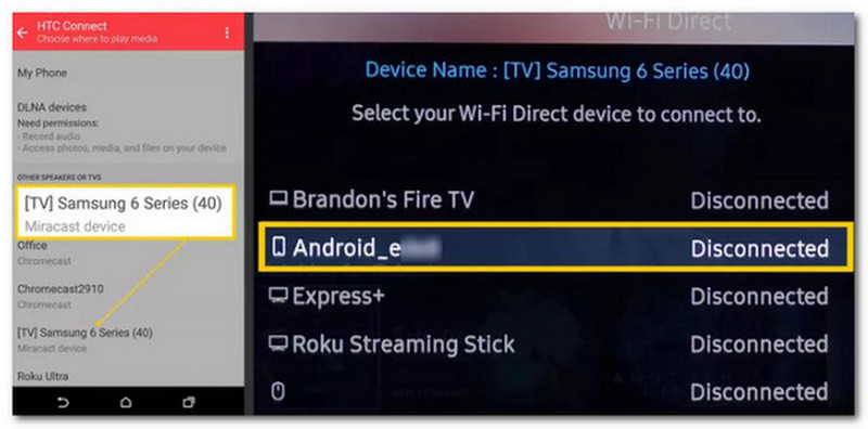 Android to TV Wi-Fi Choosing Device