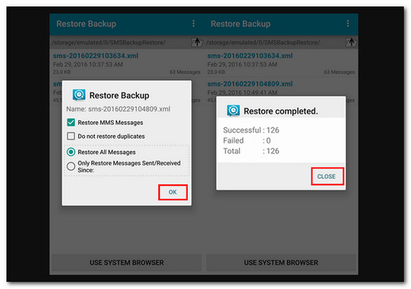 Restore SMS on Android