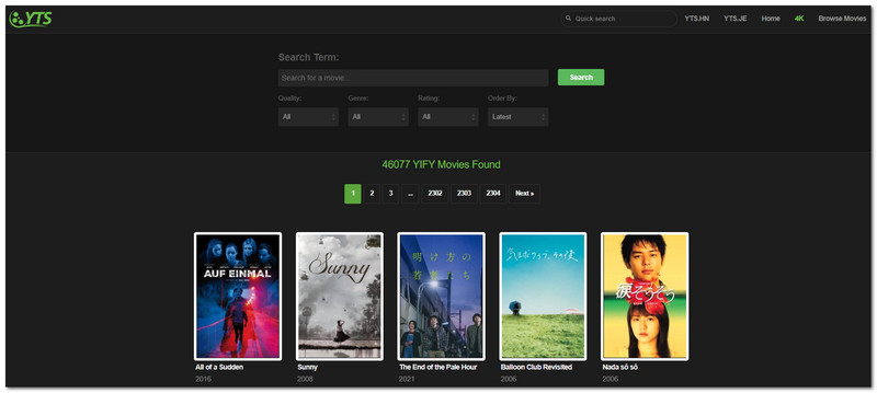 YIFY Review User Interface