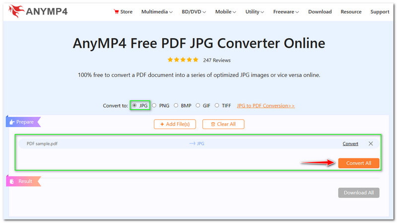 Ik ben dol op PDF-alternatieven AnyMp4 Gratis PDF JPG-converter online