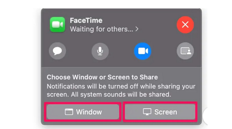 Mac Facetime Type of Share Screen