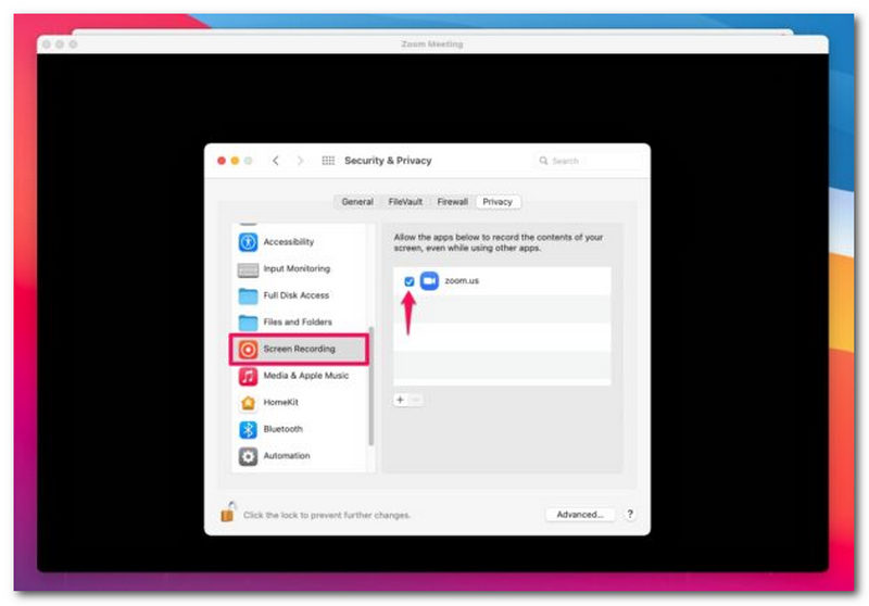 Keselamatan Zum dan Rakaman Skrin Privasi Mac