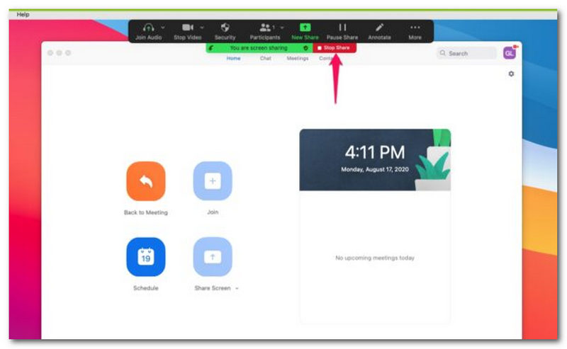 Zoom Stop Share pe Mac