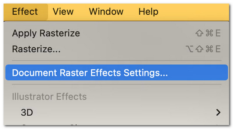 AI Document Raster Effect Settings