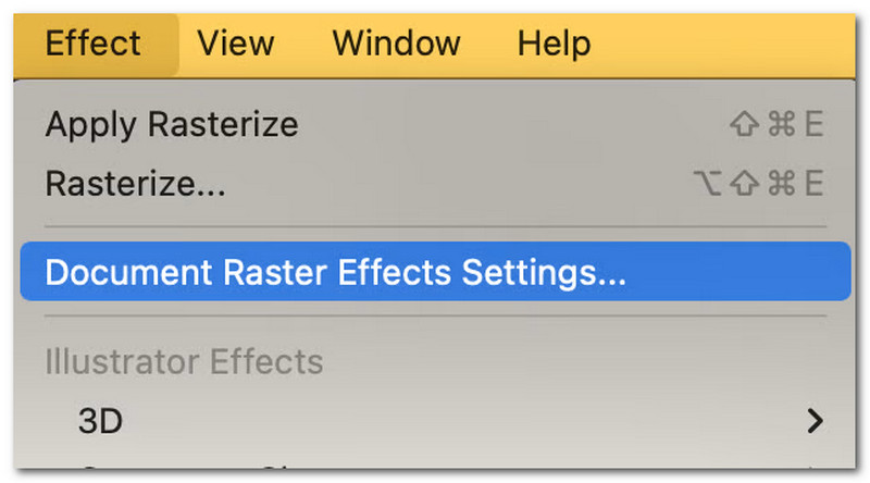 הגדרות AI Document Raster Effect