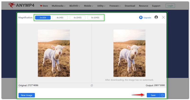 inPixio ทางเลือกของ AnyMP4 Image Upscaler