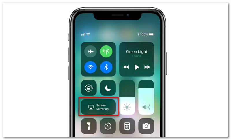 iOS Control Center Schermspiegeling