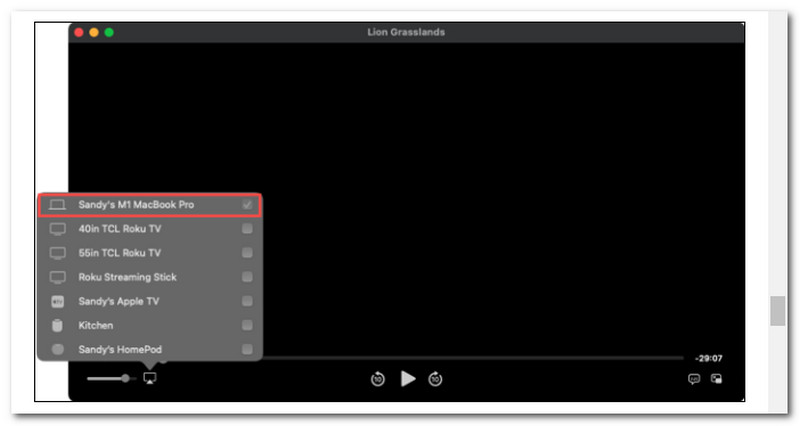 Mac เลือก TV Airplay เพื่อออกอากาศ