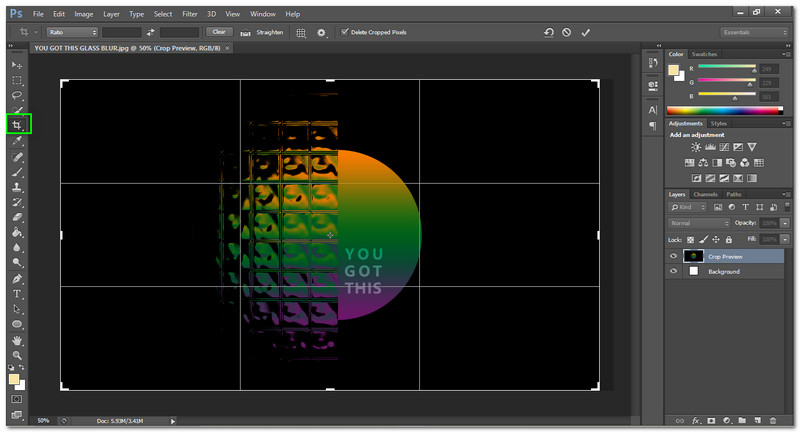 Funcția de decupare Photoshop