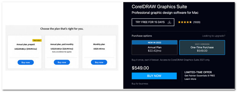 Pricing For Illustrator and Coreldraw