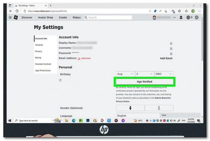 Roblox Verified Age