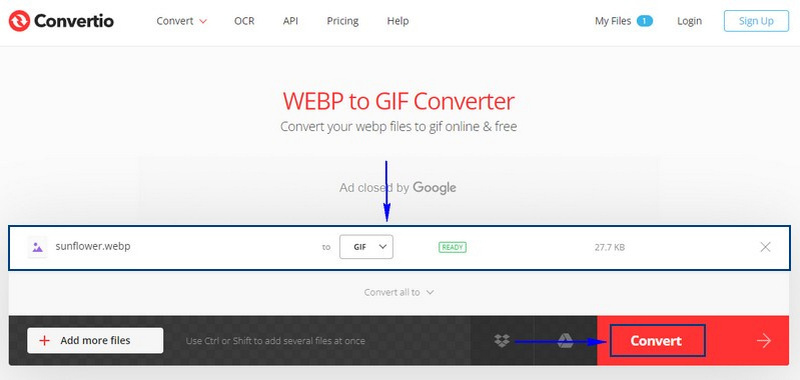 Convertio Convert WEBP to GIF