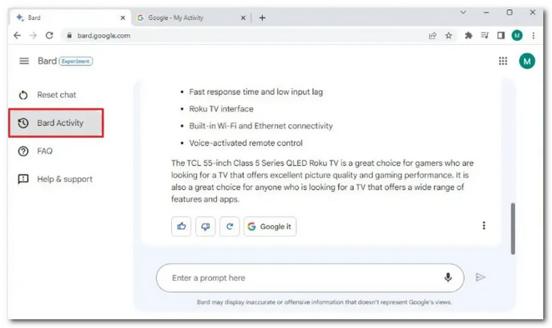 Google Bard Bard Activity