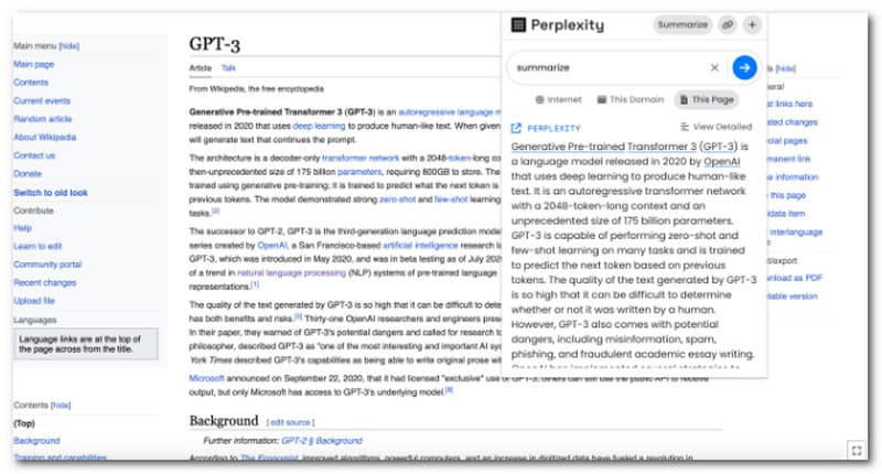 Oppsummering av perplexity AI