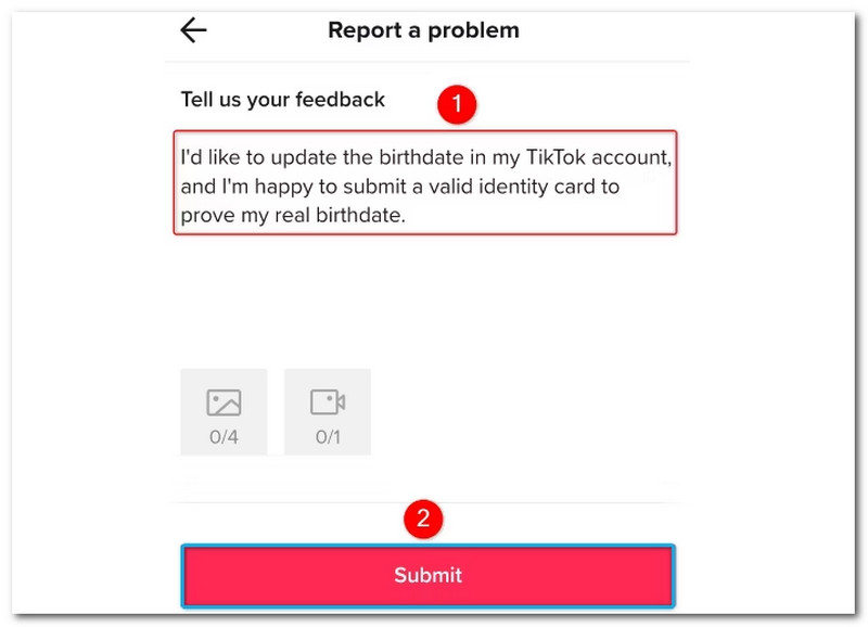 TikTok Submit Report