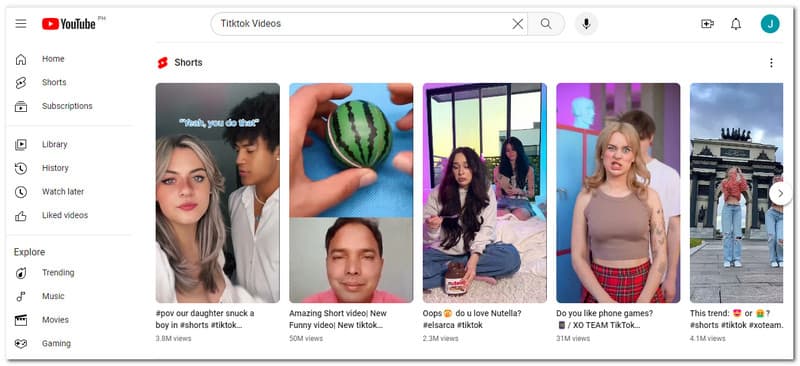 Assista a vídeos do YouTube TikTok