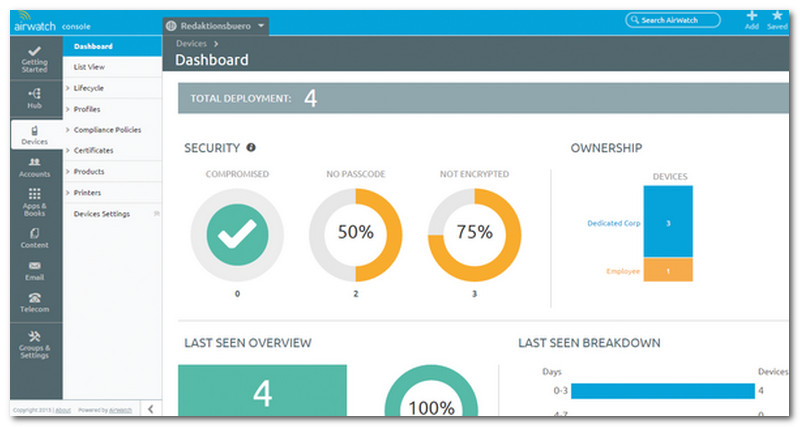 Controllo amministrativo di AirWatch 