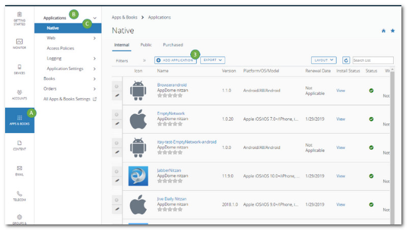 Installazione dell'app software AirWatch