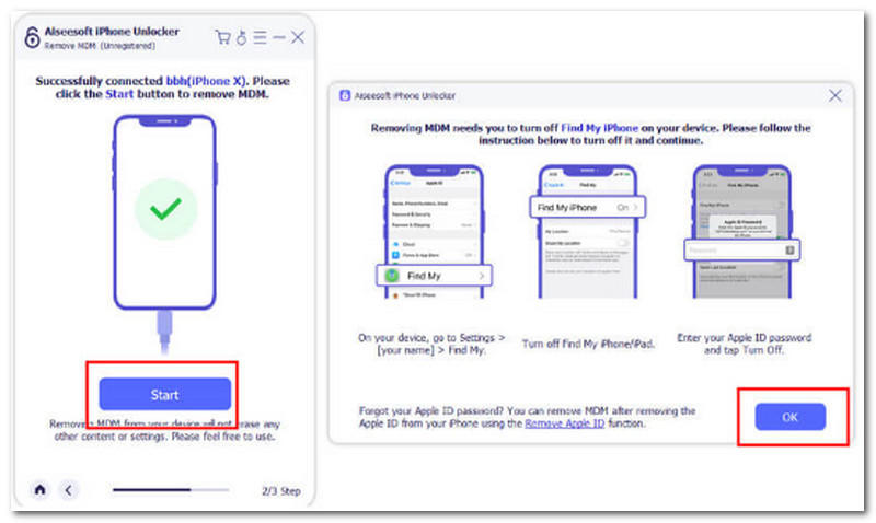 Aiseesoft iPhone Unlocker Ta bort MMD Start