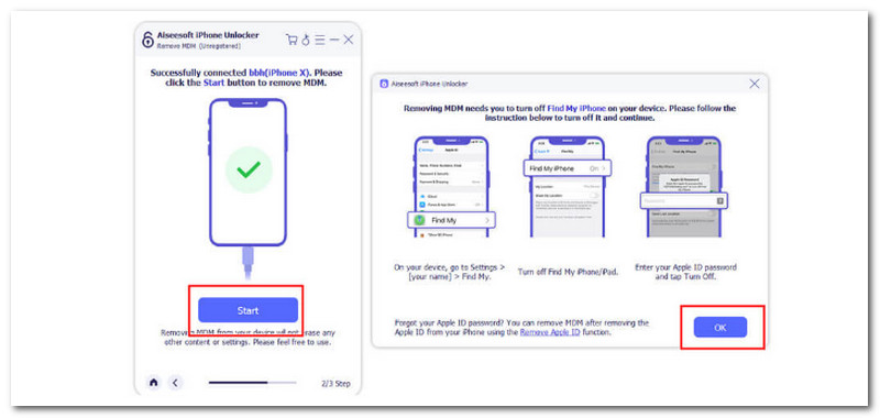 Desbloqueador de iPhone Aiseesoft Remover MMD Iniciar