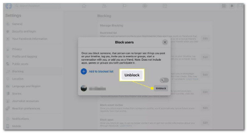 फेसबुक ब्लॉक यूजर्स को अनब्लॉक करें