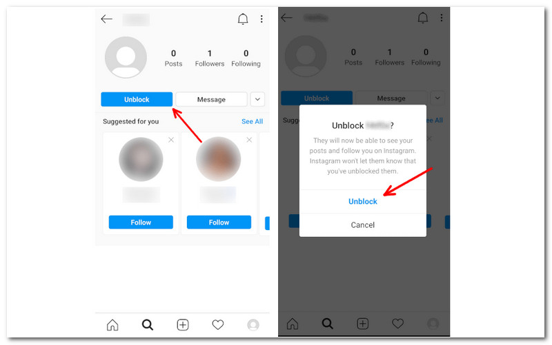 Instagram desbloquear alguém usando telefone celular