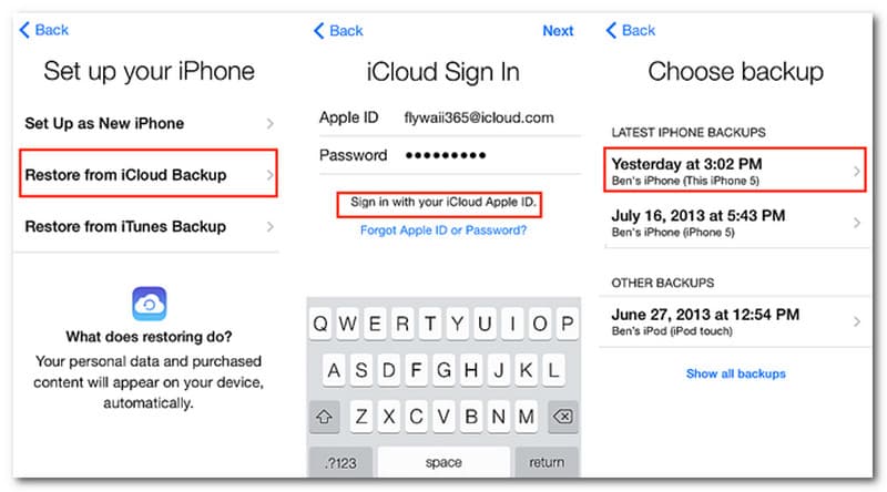 استعادة النسخة الاحتياطية على iCloud للآيفون