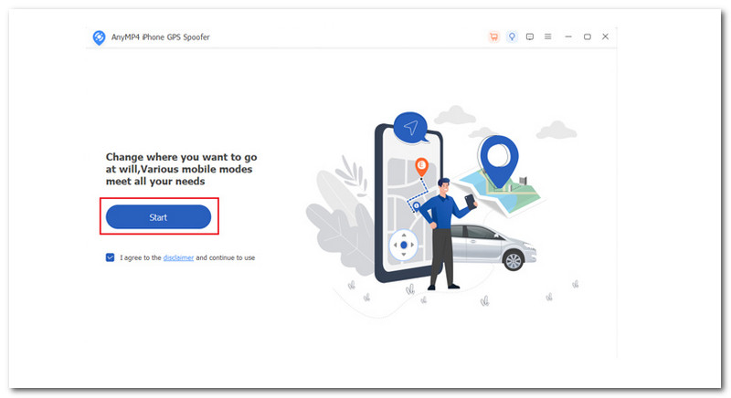 Bắt đầu giả mạo GPS iPhone AnyMP4