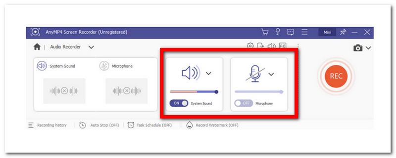 AnyMP4 स्क्रीन रिकॉर्डर सिस्टम ध्वनि