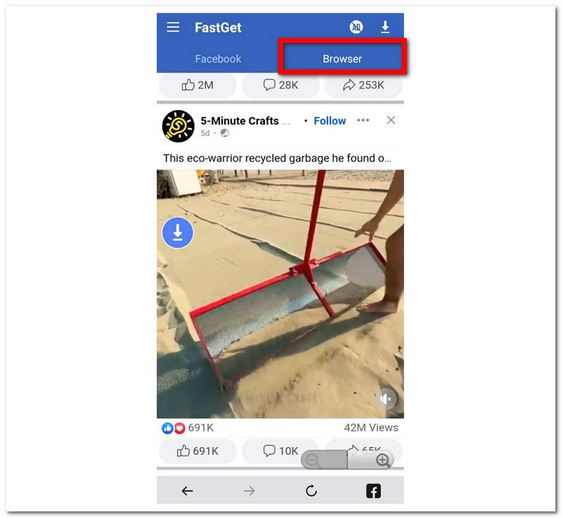 Facebook-App zum Durchsuchen von Videos
