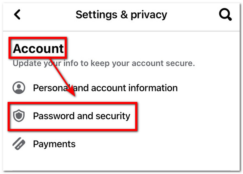 Heslo a zabezpečení aplikace Facebook