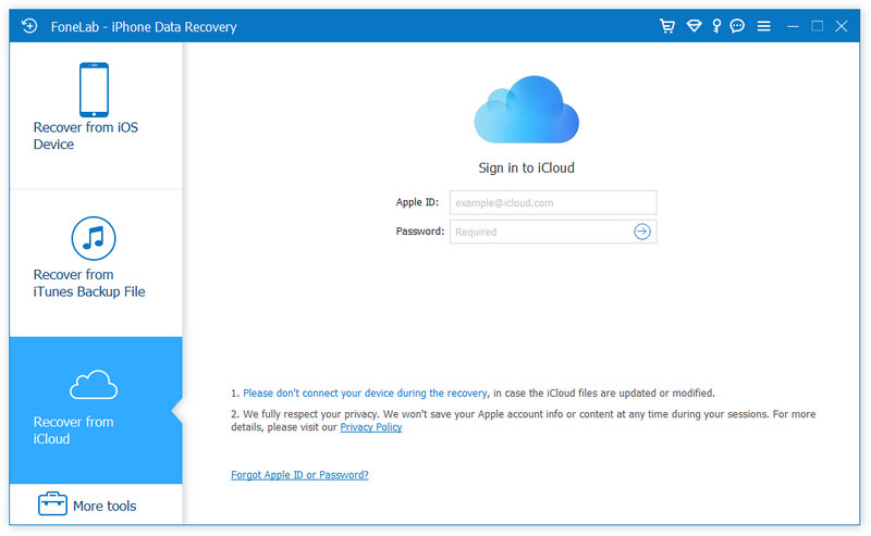 Fonelab Log in op iCloud-account