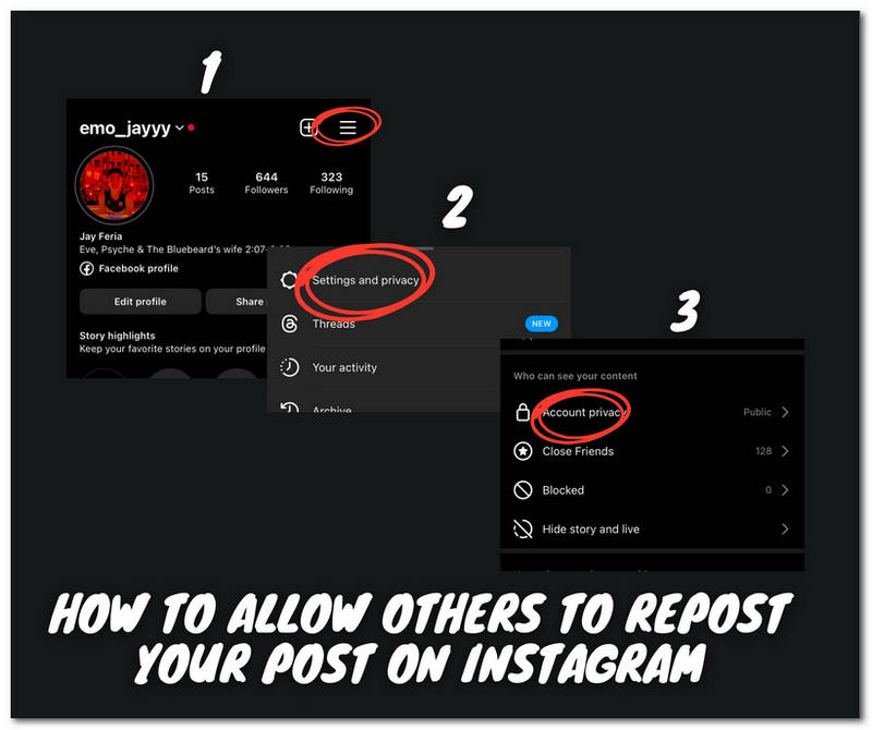 Instagram setează-ți contul la public 