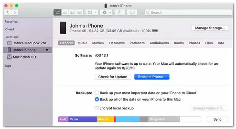 iTunes Obnovení iPhone