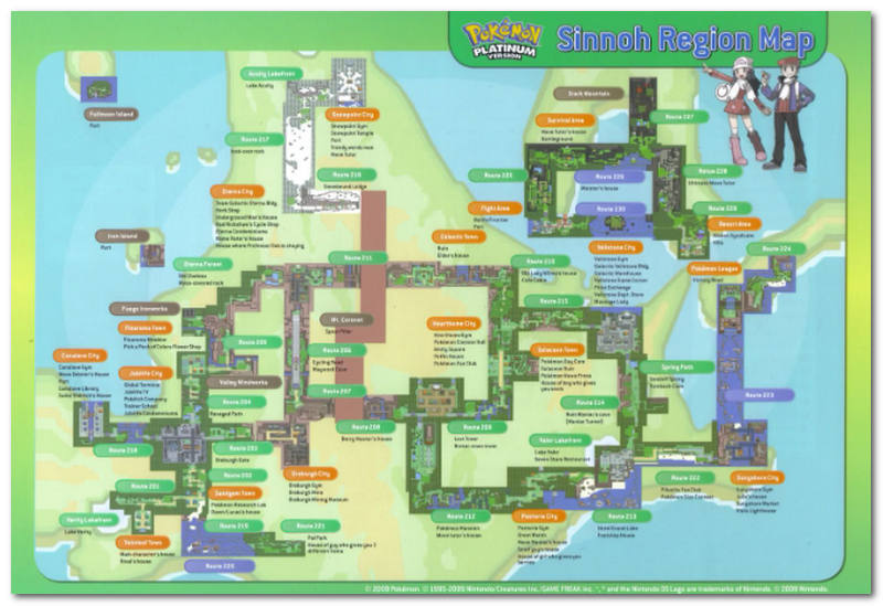 Emplacements Pokémon Platine Pokémon