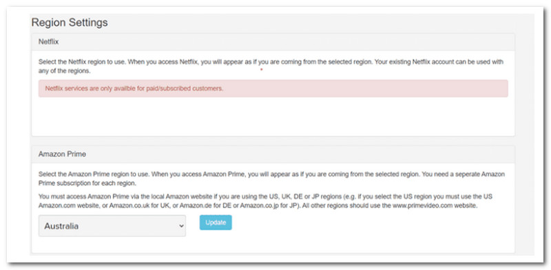 Região Netflix do proxy DNS inteligente